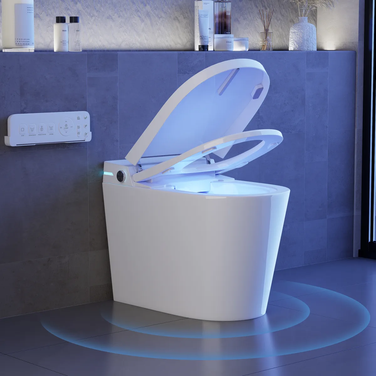 Compact Smart Bidet Toilet with Auto Open/Close Lid Built-in Tank Automatic Flushing and UV Sterilization