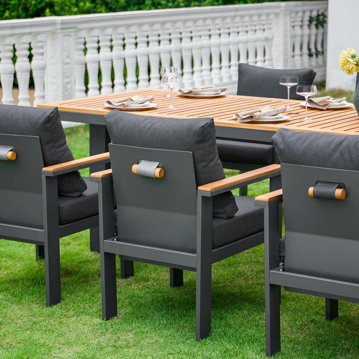 Tevara 5 Pieces Rectangle Wood & Aluminum Outdoor Patio Dining Set for 4 Person — image 14