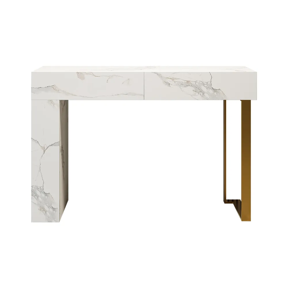 47.2" Black Console Table Modern Accent Table For Entryway with 2 Drawers & Stainless Steeel Base — image 16