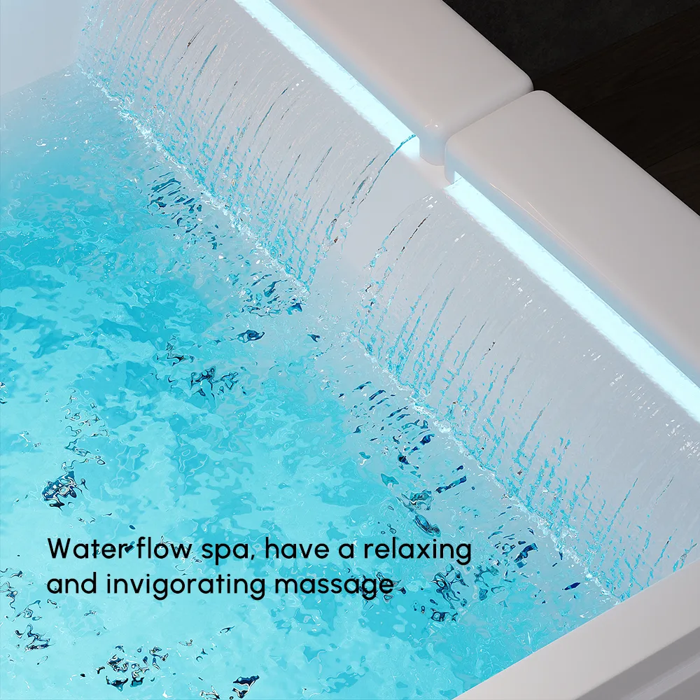 74.4" Acrylic Jetted Whirlpool Bathtub with Thermostat Control & LED-Lit Waterfall Pillow — image 6