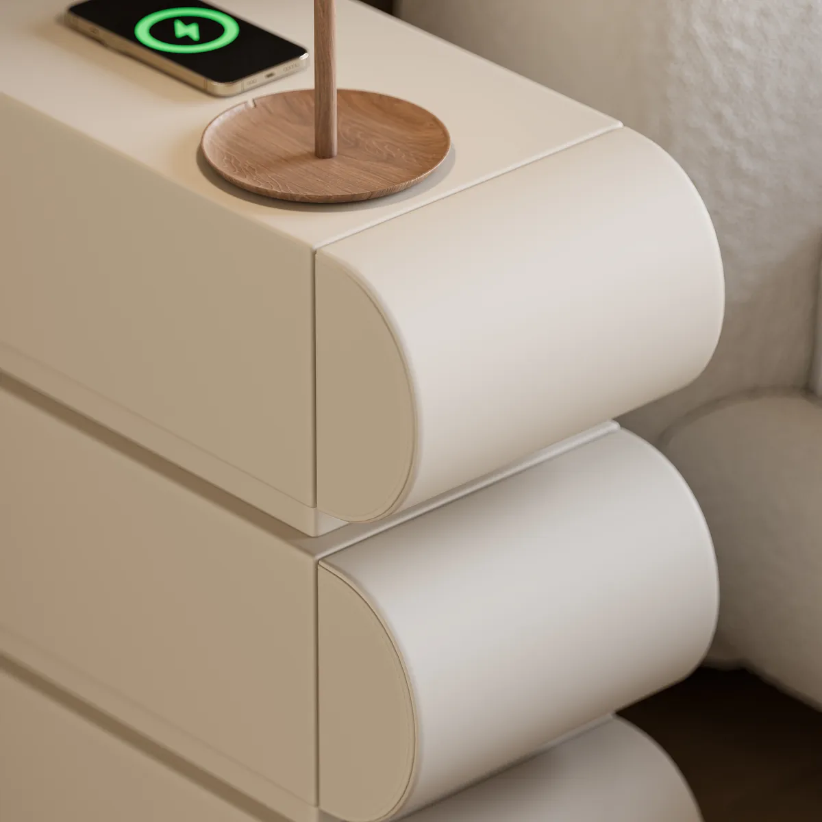 Narrow Humply Leather 3-Drawer Smart Nightstand with Sintered Stone Top — image 20