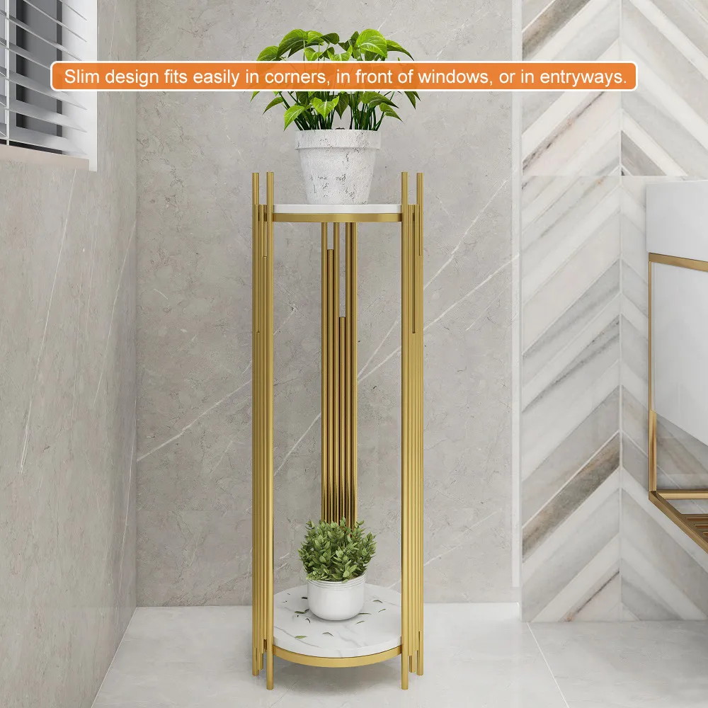 35.4" Tall Metal 2-Tiered Plant Stand Modern Corner Plant Stand Indoor — image 7