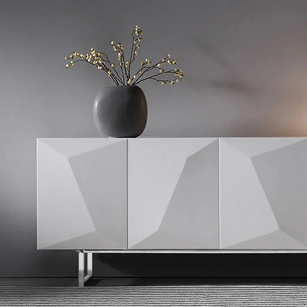71" Modern Black Buffet Sideboard Kitchen Cabinet with 4 Doors Adjustable Shelves — image 19