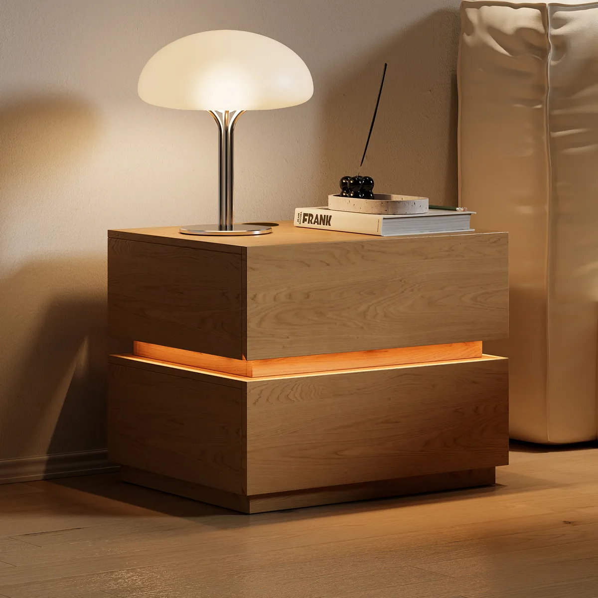 Smart 3-Drawer Nightstand with Charging Station Bedside Table with Light — image 22
