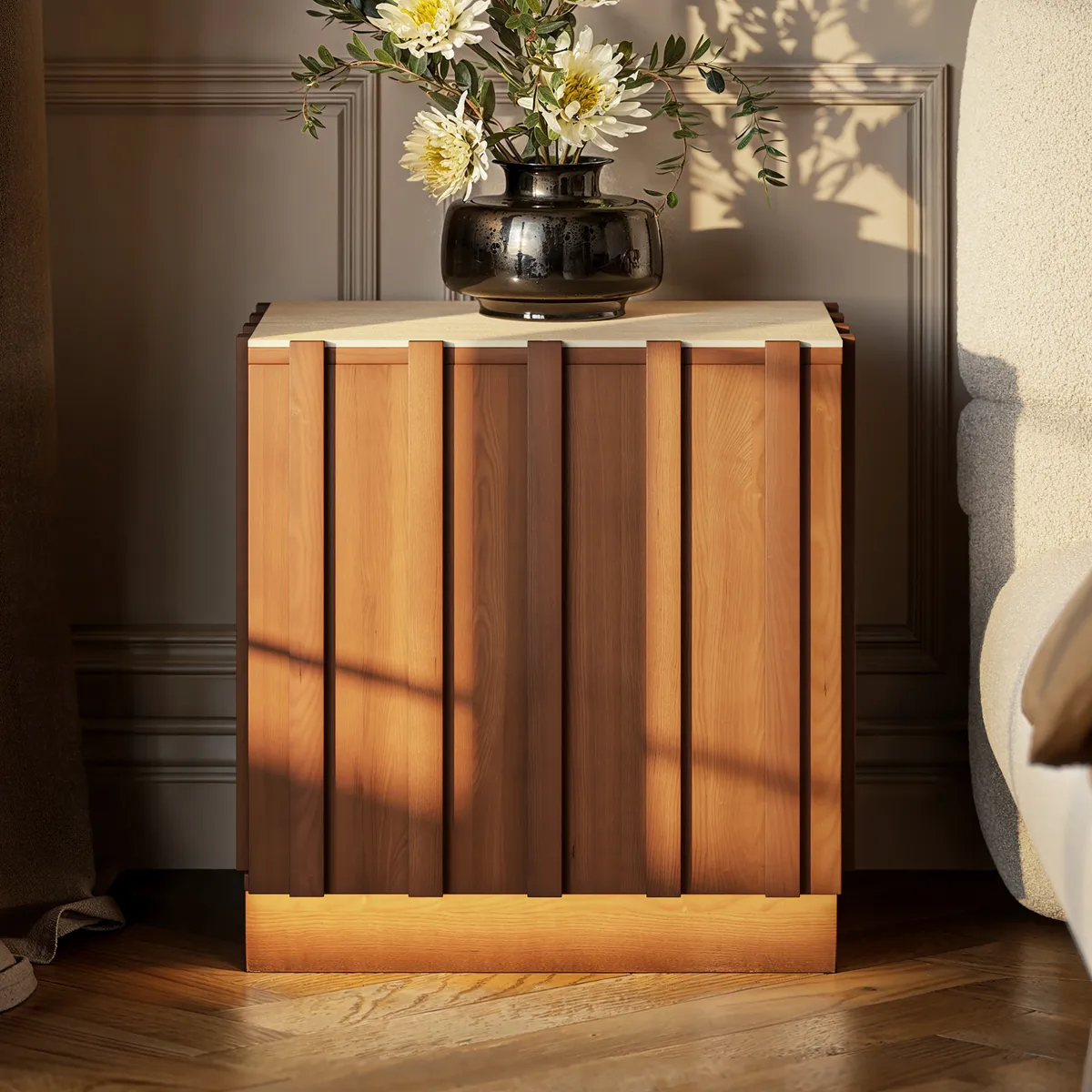 Aura Natural Ash Wood Led Nightstand with Charging Station — image 21