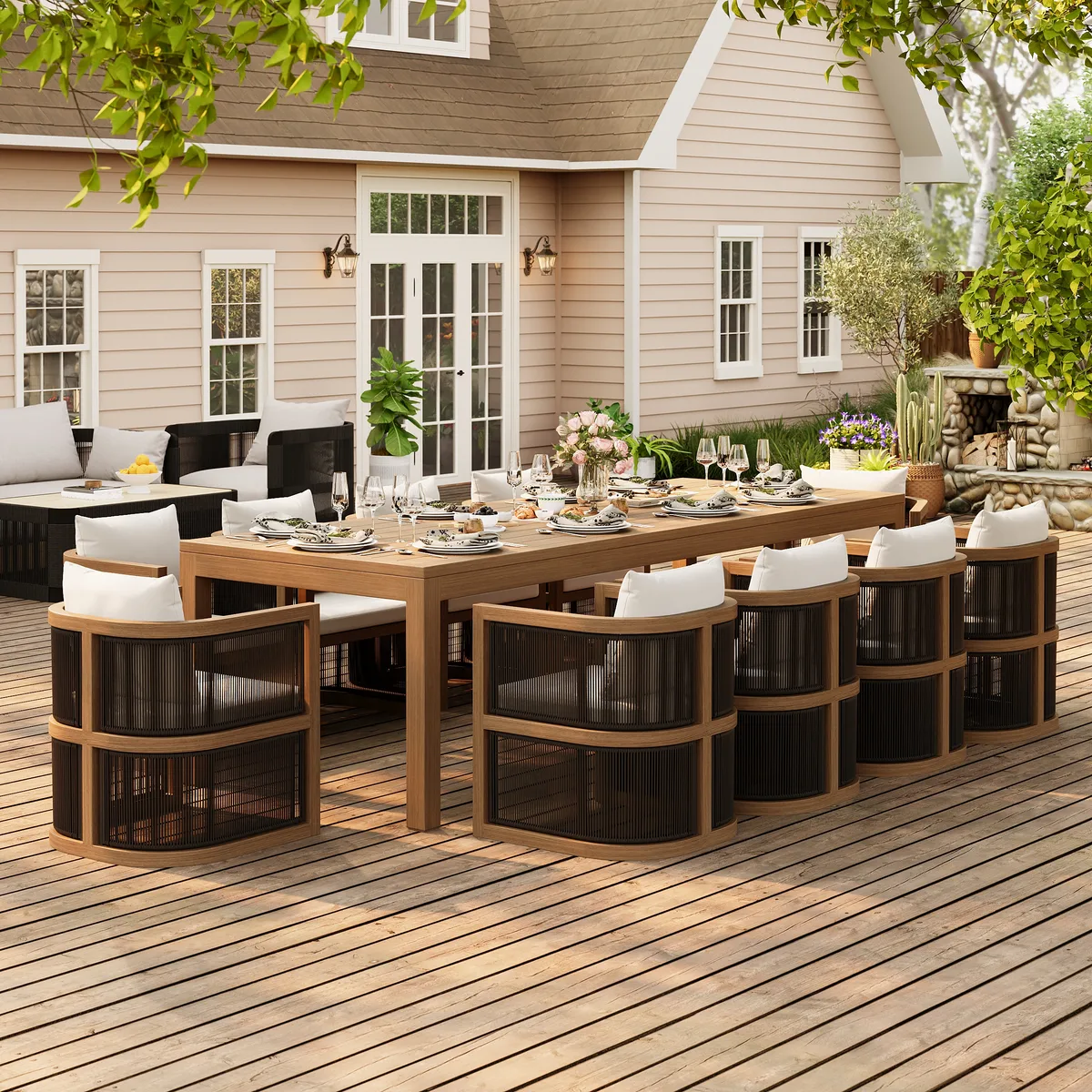 Wevara 7-Piece Outdoor Rope Weave Dining Set with 6 Chairs — image 23