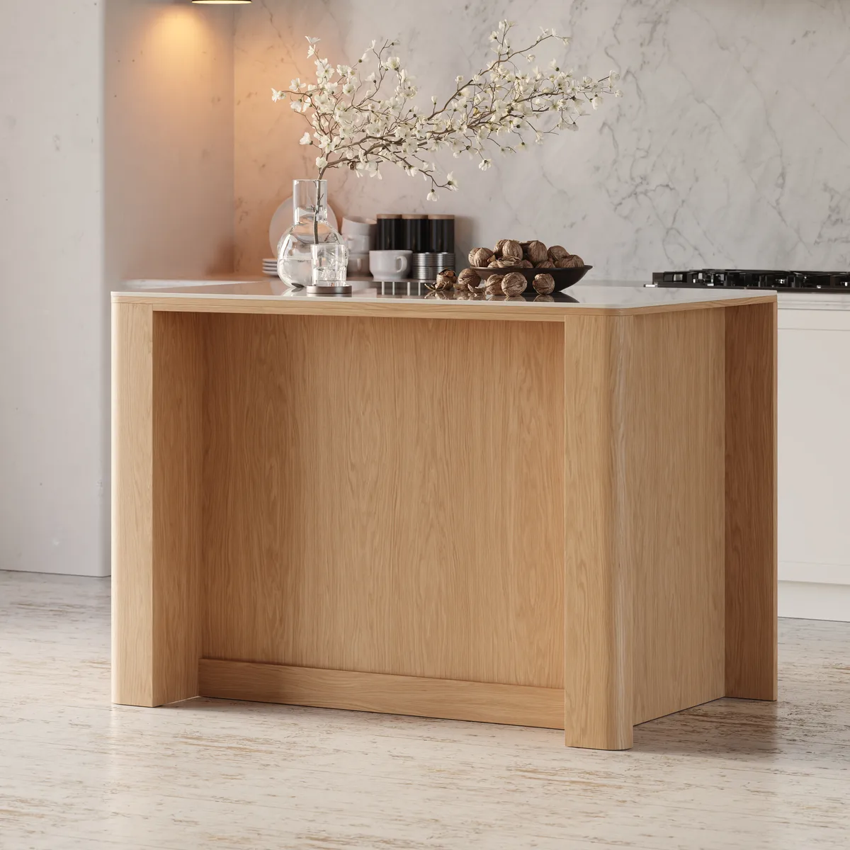 72" Sintered Stone Top Solid Wood Kitchen Island with Storage — image 15