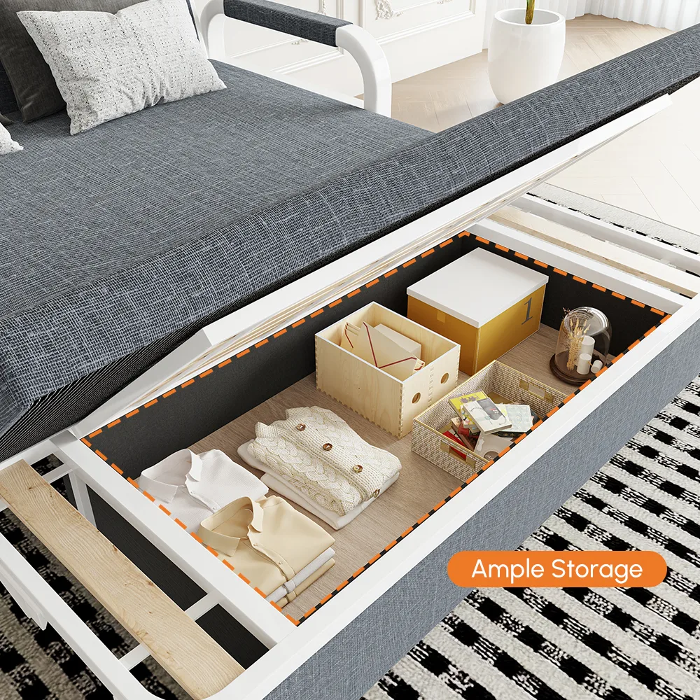 Deep Gray Queen Size Daybed with Storage & Trundle — image 8