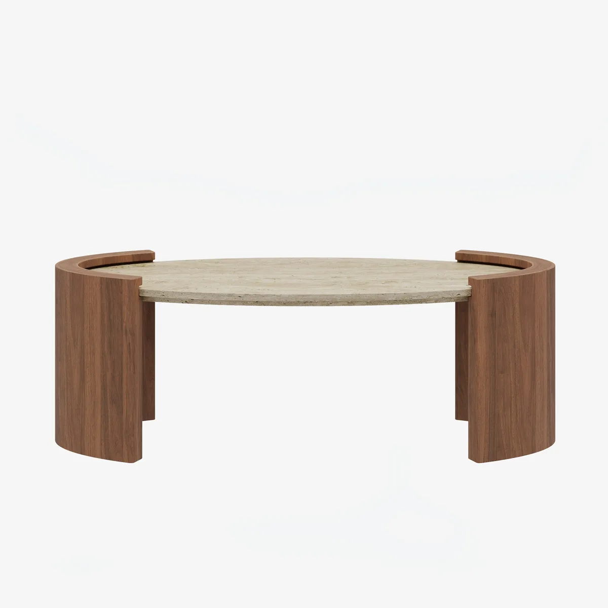43" Japandi Oval Travertine Stone Top Coffee Table — image 29