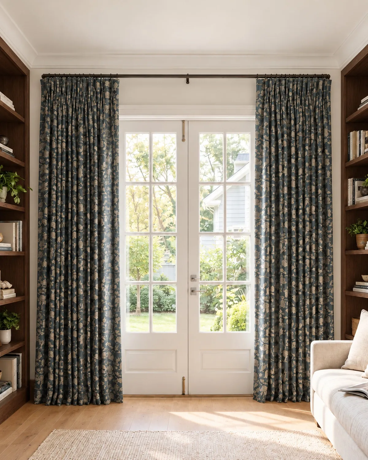 Seeker Linen Blend Floral Patterned Custom Curtain