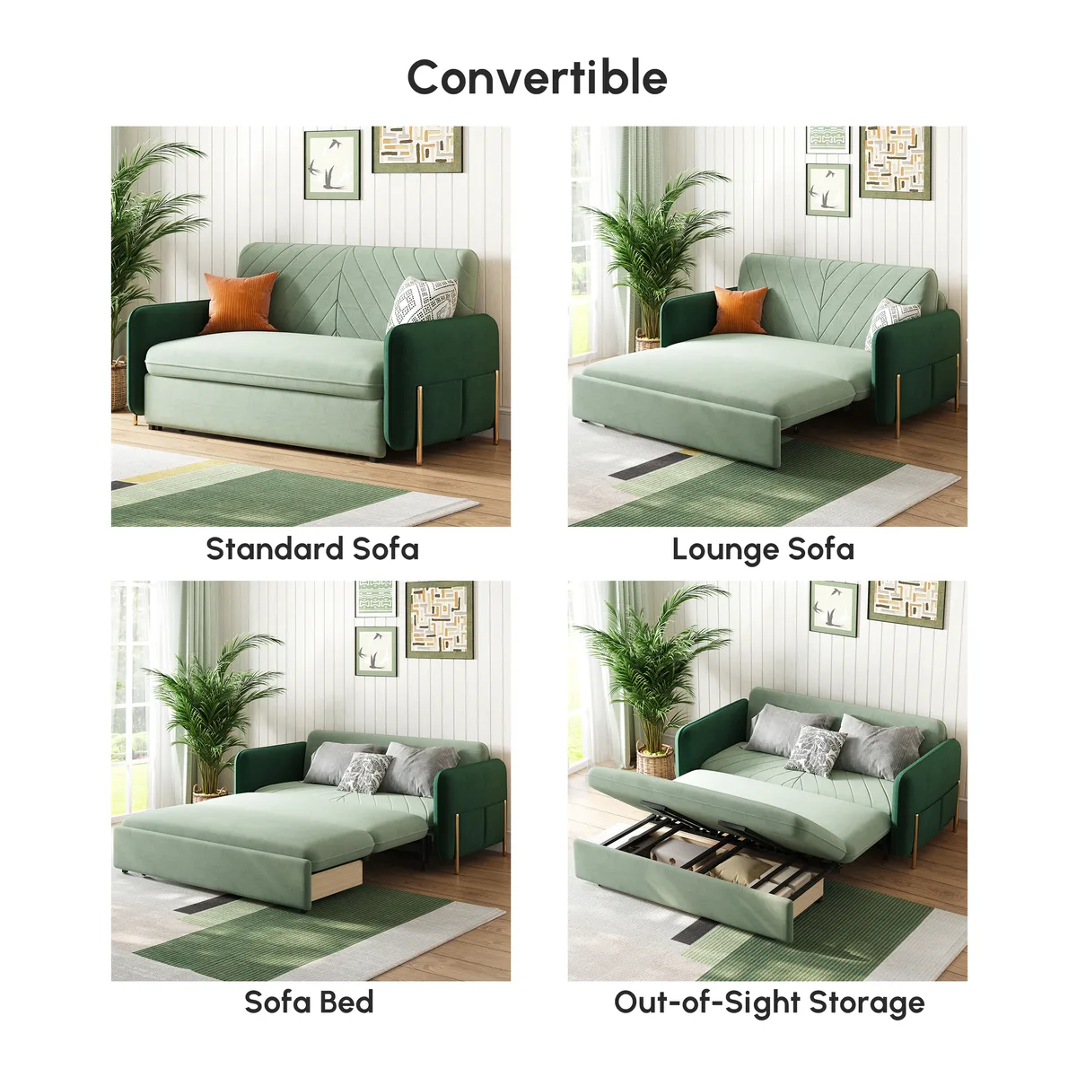 68" Full 2-Seater Boucle Convertible Sleeper Sofa — image 15