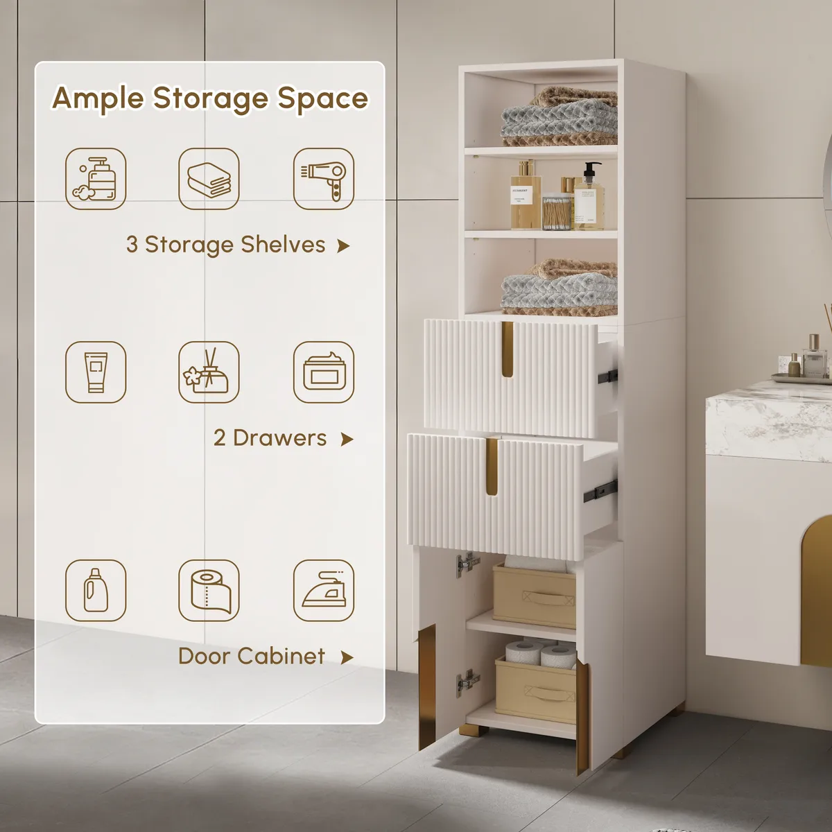 Artis 36" Single Bathroom Vanity & 59" Bathroom Storage Cabinet Set — image 10