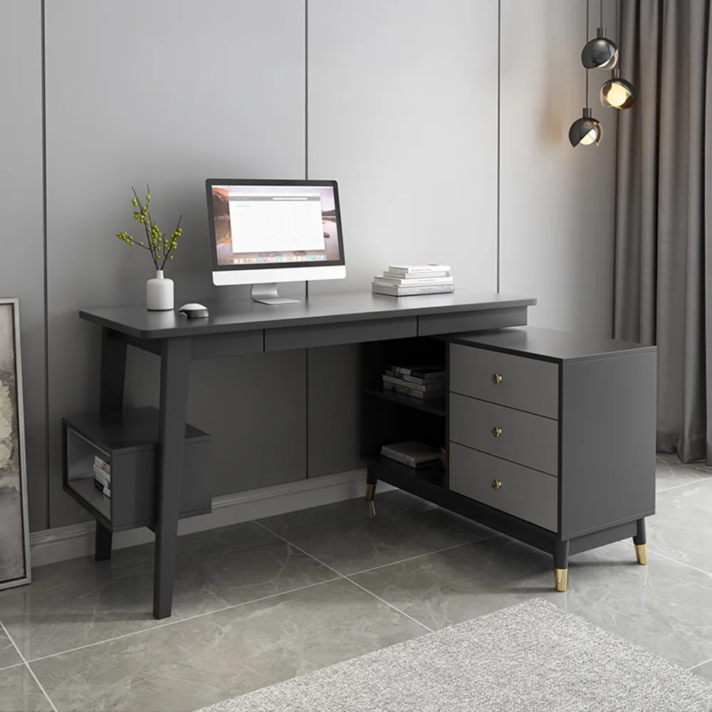 Ultic 47" L-Shaped Gray Rotating Desk with Storage — image 5