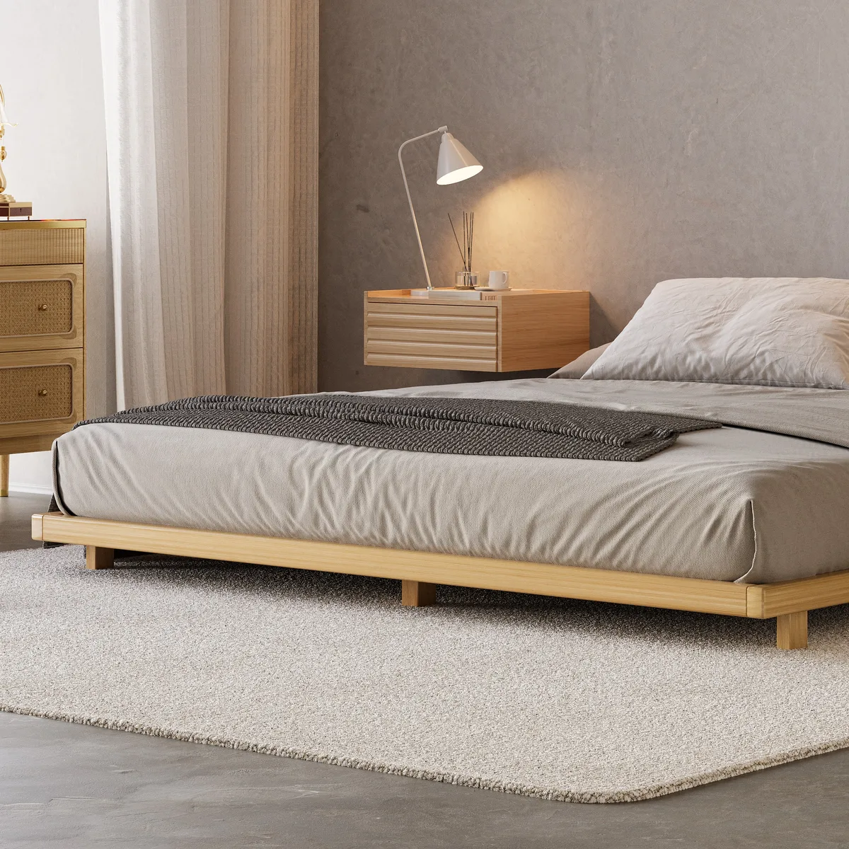 Japanese Style King Low Bed Frame Black Floor Bed — image 16