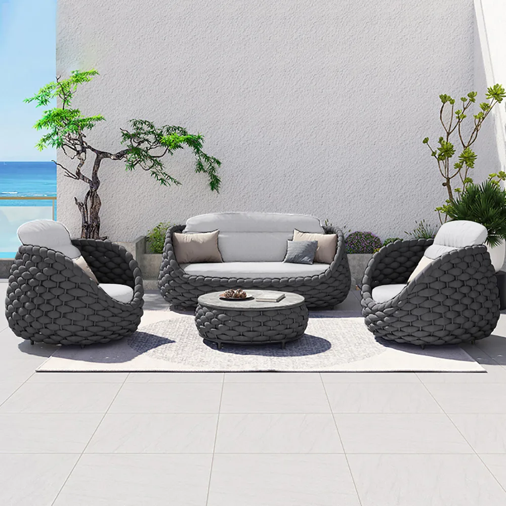 Cocaro 8-Piece Outdoor Rope Weave Sofa Set with Black Cover — image 23
