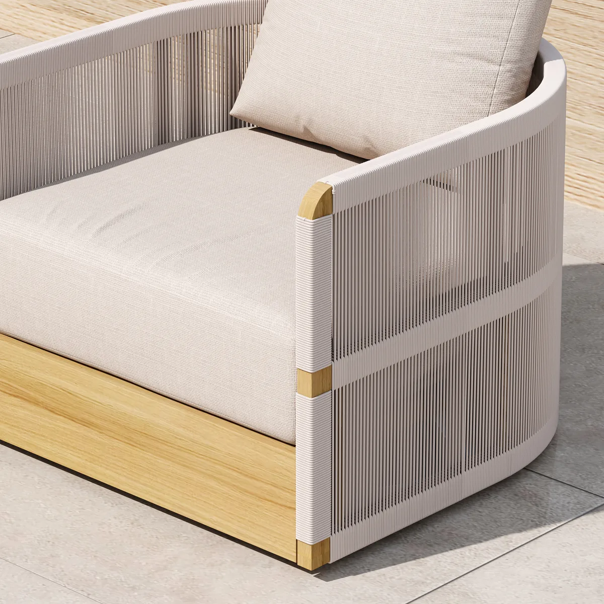 Costra Modern Aluminum & Rope Outdoor Swivel Sofa Set with Coffee Table & Cover — image 17