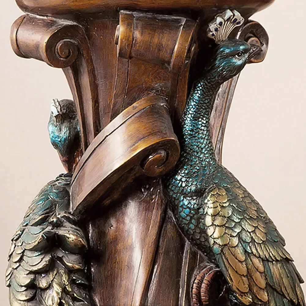 32.5" Rustic Resin Peacock Plant Stand Indoor Multi-Colored Freestanding Planter — image 5