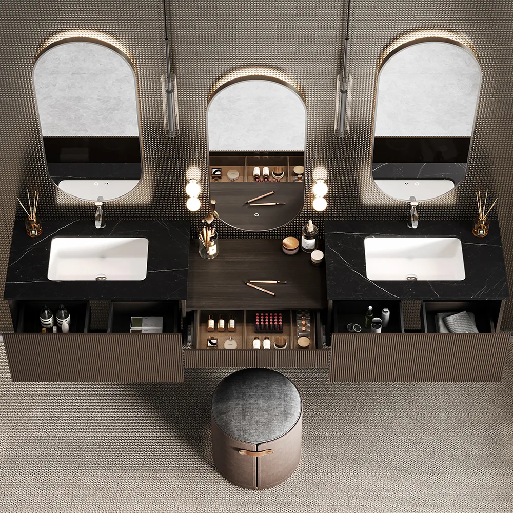 85" Modern Floating Bathroom Vanity Set with Double Sinks & Makeup Table — image 3