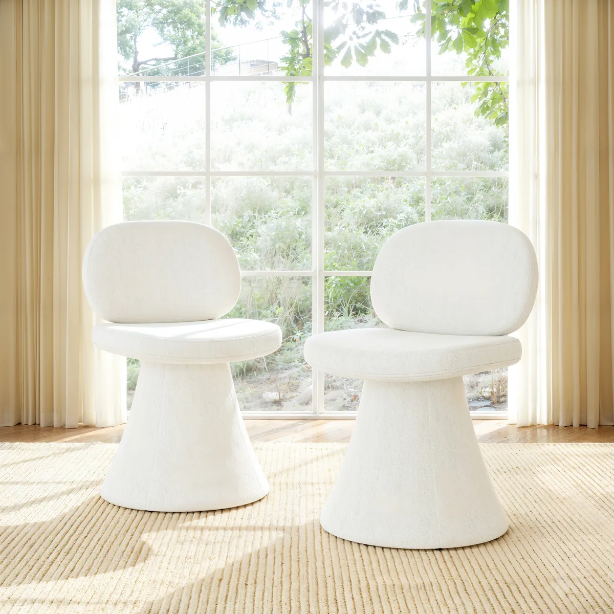Warm White Performance Chenille Swivel Dining Chair — image 8