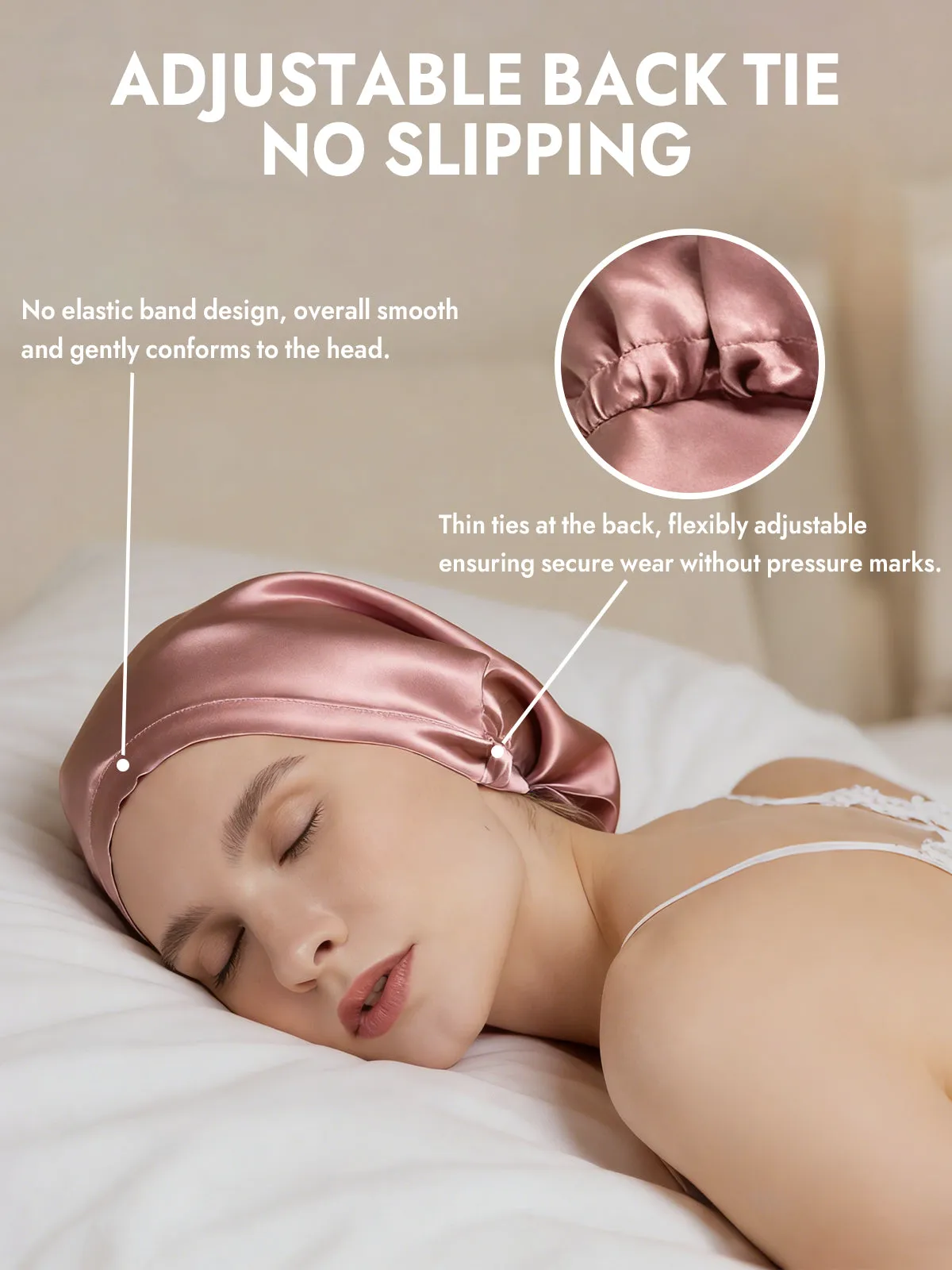100% Mulberry Silk Elegant Bonnet for Long Hair — image 5