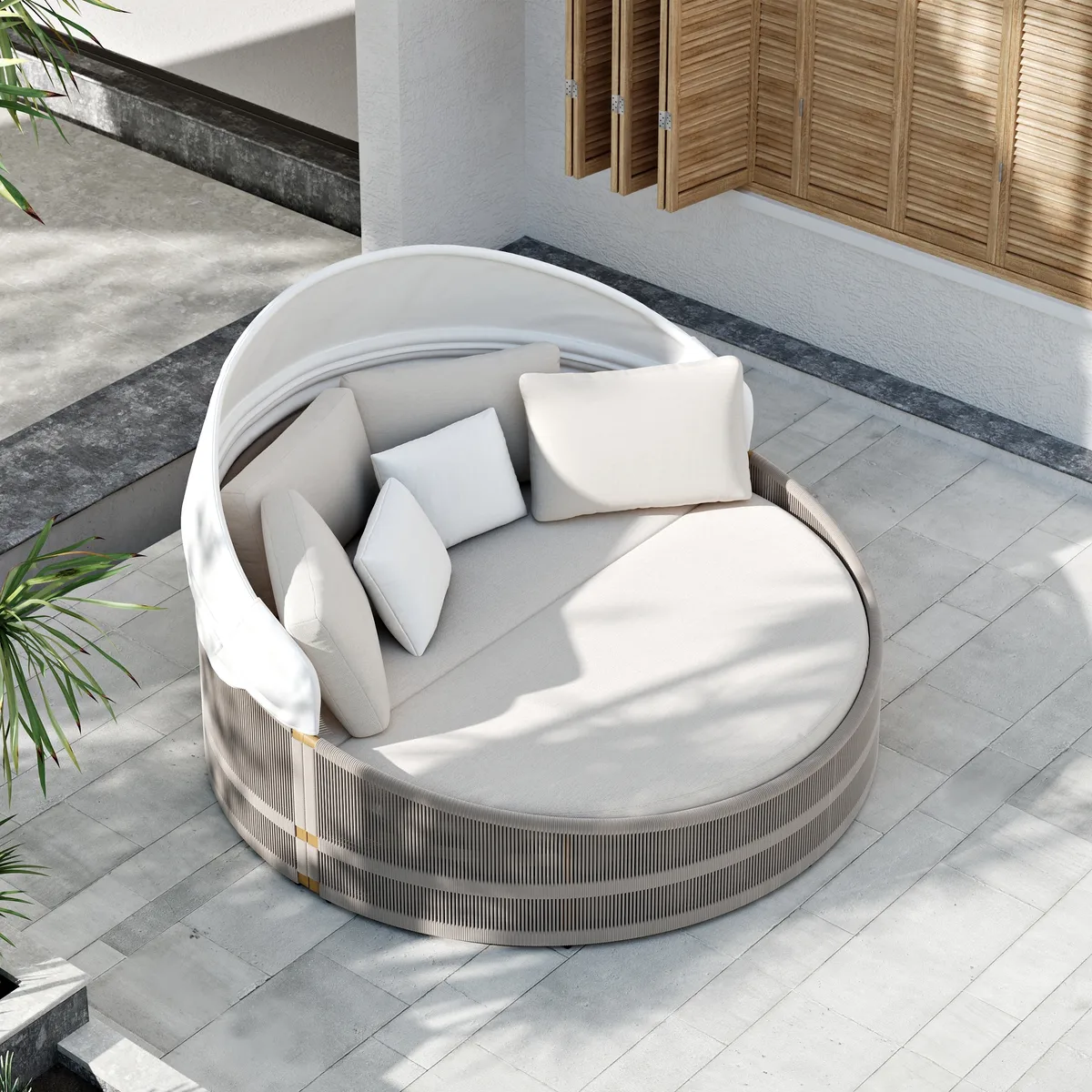 Costra Weatherproof Round Patio Daybed with Adjustable Canopy — image 11