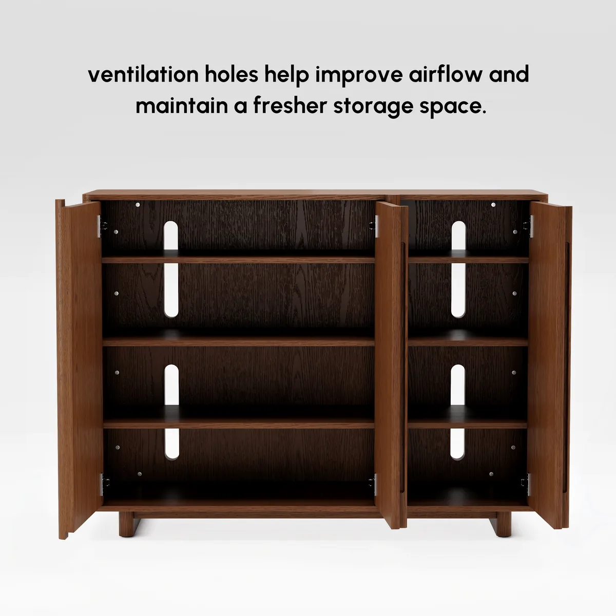 Lineva 48" Ash Wood Veneer Shoe Storage Fluted Entryway Cabinet — image 9