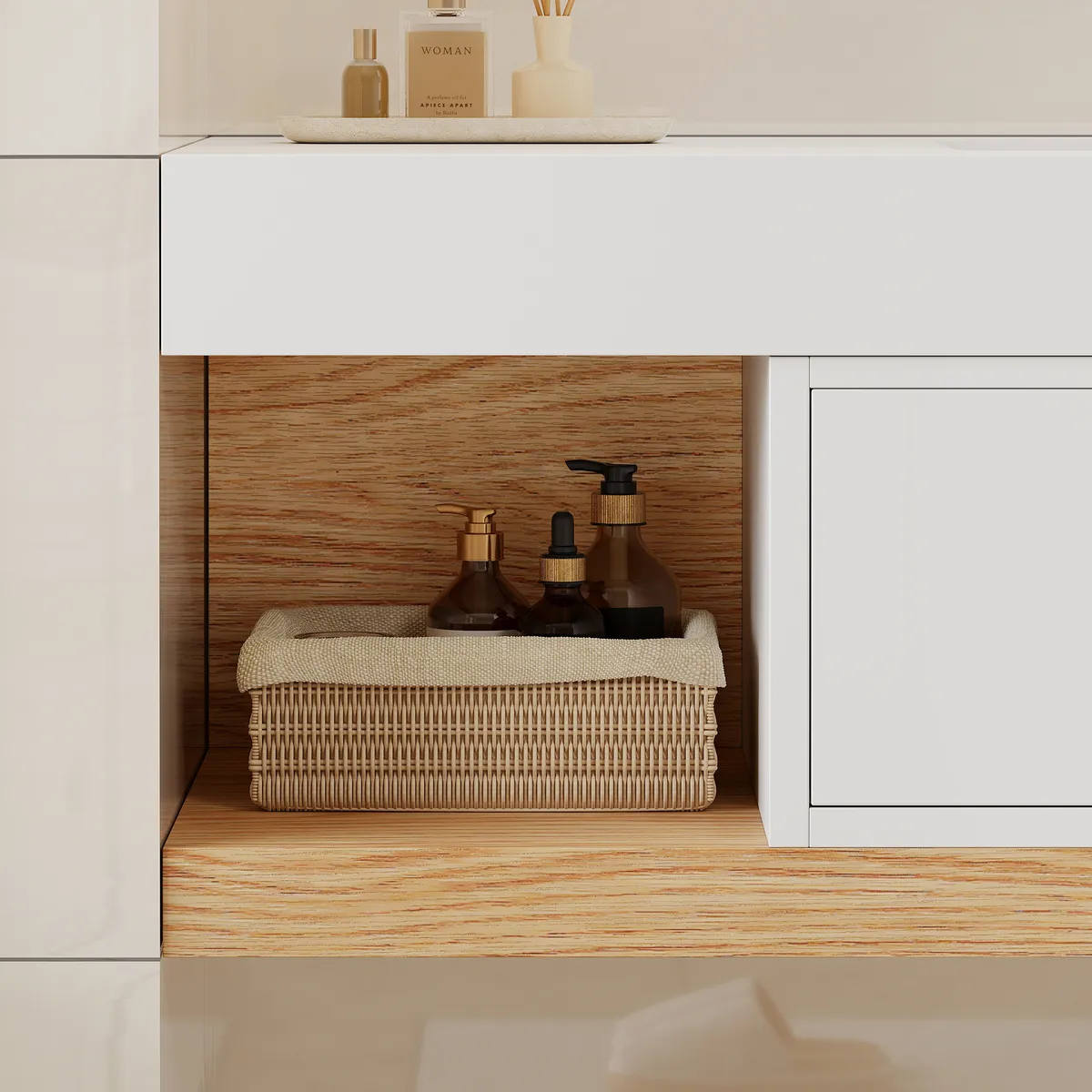 39" Modern Floating Bathroom Vanity White & Natural with Sink — image 17