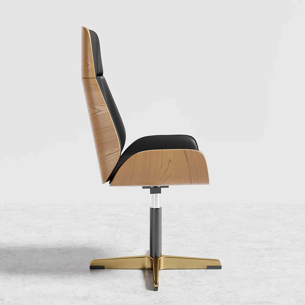 Black Leather Modern Home Office Chair Upholstered High Back Executive Chair — image 10