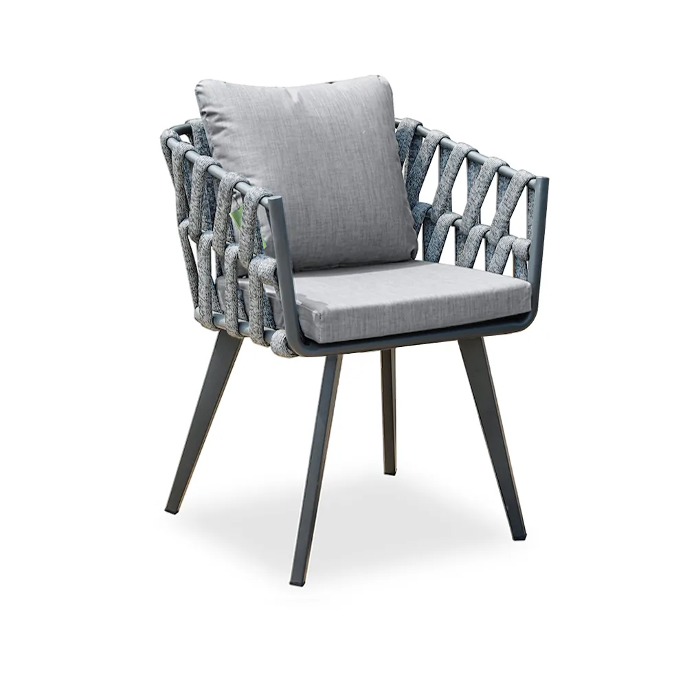 11 Pieces Gray Aluminum Outdoor Patio Dining Set with Extendable Table and Woven Armchai — image 10