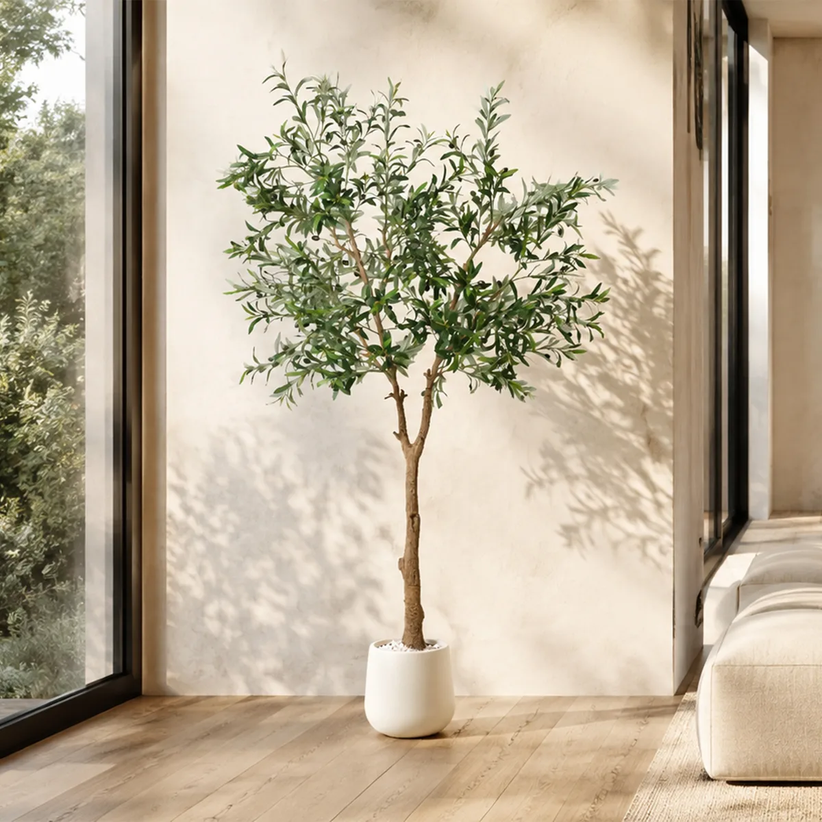 6 ft. Artificial Olive Tree with Planter and Decorative Pebbles — image 12