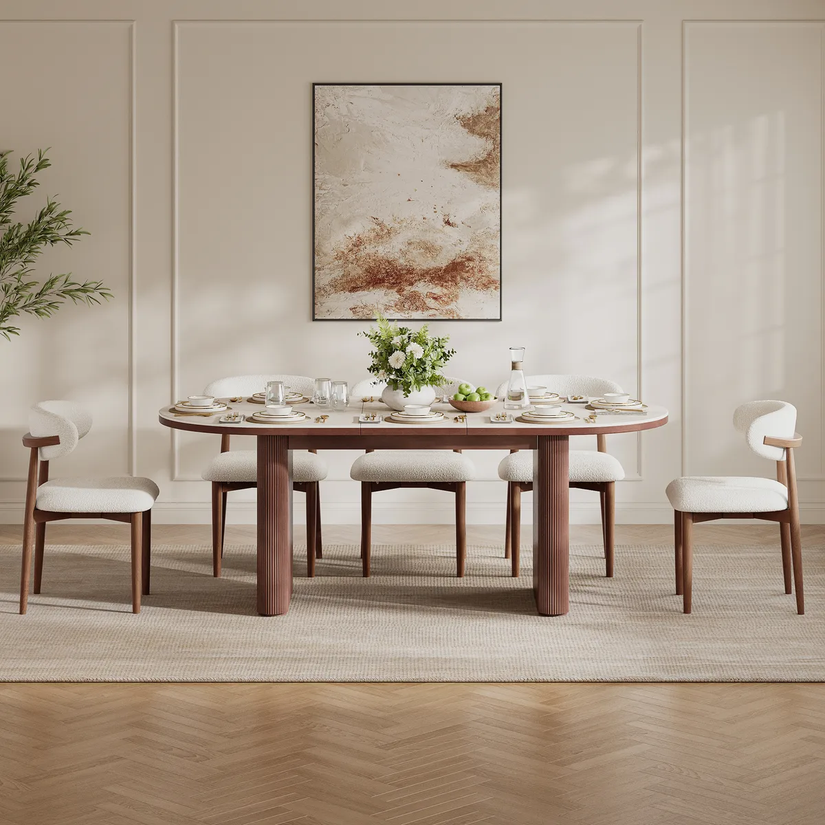 Dining Set 79"-95" Extendable Walnut Table — image 13
