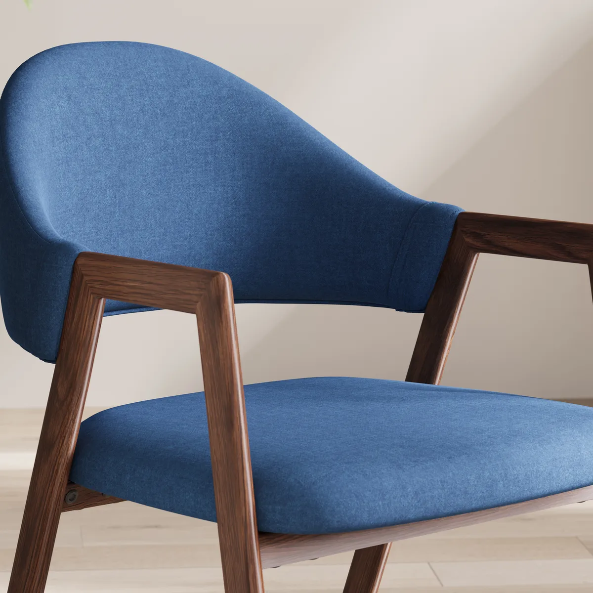 Blue Linen Upholstered 4-Piece Dining Chair Curved Back Chair — image 6
