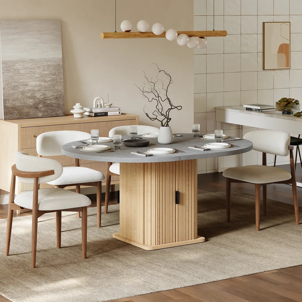47"-63" Gray Extendable Dining Table Set — image 3