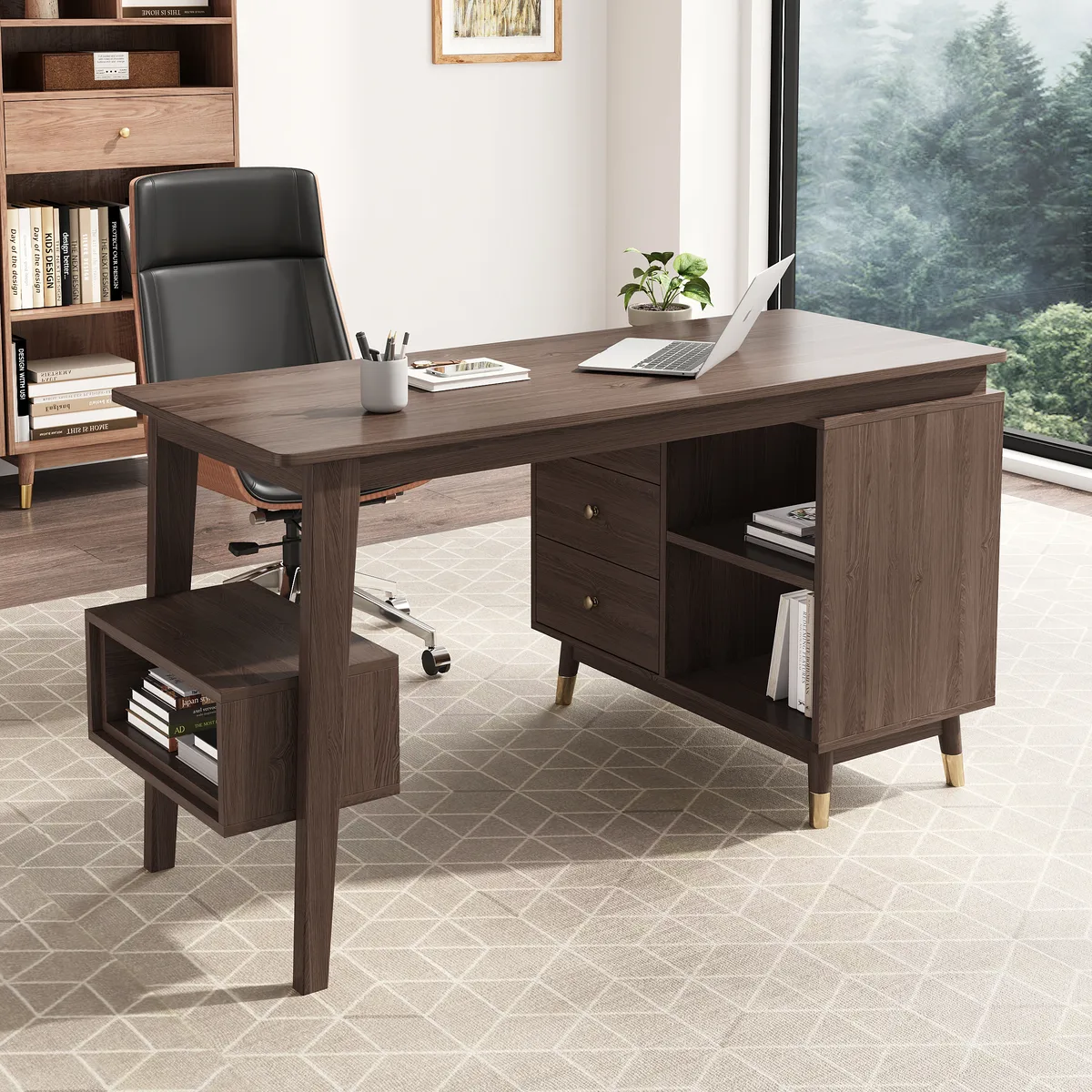 Ultic 47" L-Shaped Gray Rotating Desk with Storage — image 15