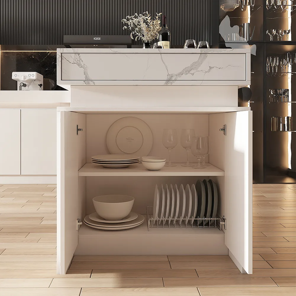 73"-93" Extendable White&Black Kitchen Island with Storage Kitchen Cabinet — image 6
