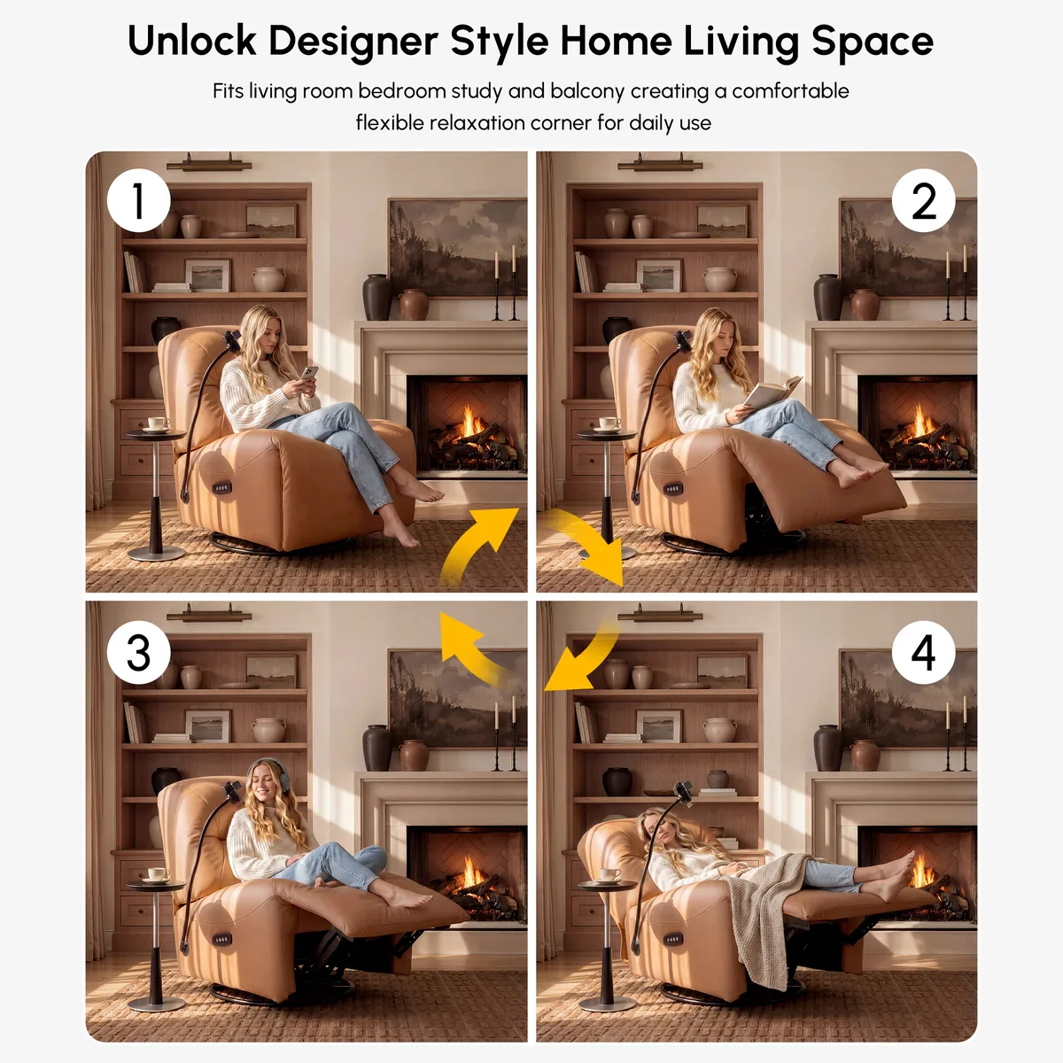 Leather Power Swivel Rocker Recliner Accent Chair with Phone Holder — image 17