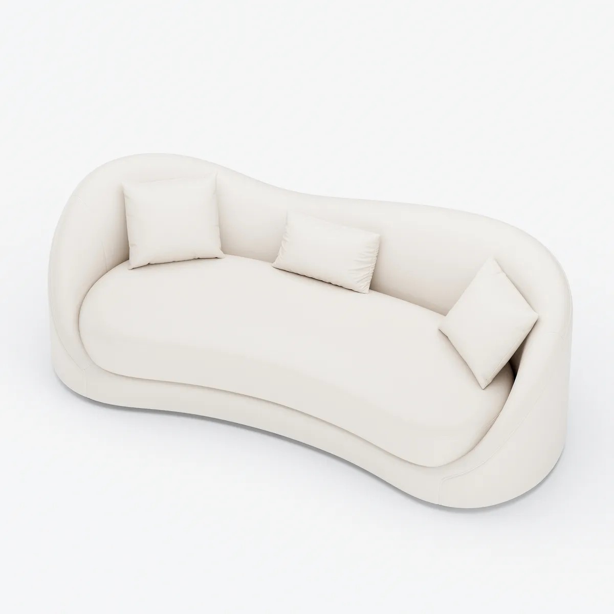 84" Performance Leather Curved Upholstered Sofa with Pillows — image 11