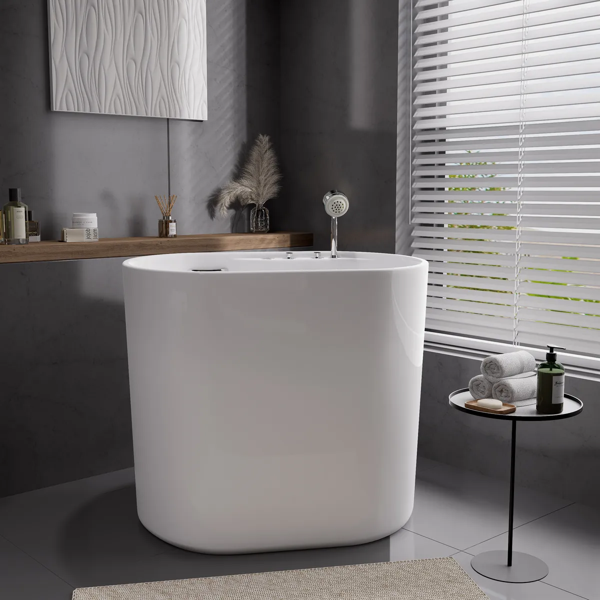 39" Deep Whirlpool Bathtub oval Acrylic Jetted with Thermostat Control Modern — image 5