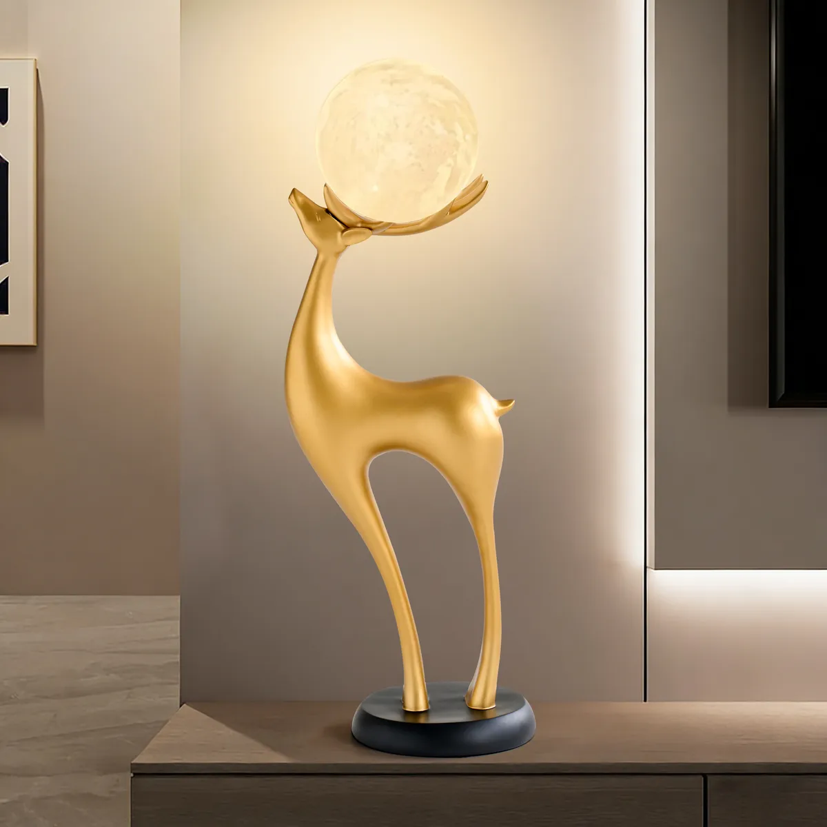 Modern Resin Deer Floor Lamp with Remote Control – 30" Tall with Light-Up Ball — image 5