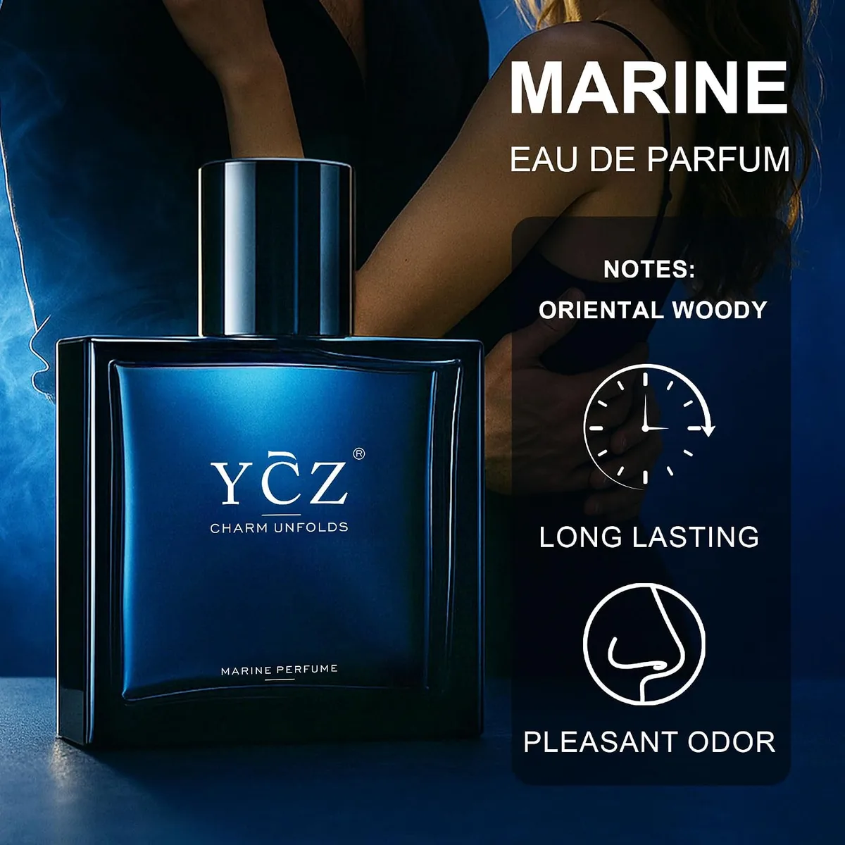 Charm Unfolds Marine Oriental Woody Eau de Parfum for Men - 3.4 fl oz / 100ml Long Lasting Masculine Scent for Daily & Date Night — image 4