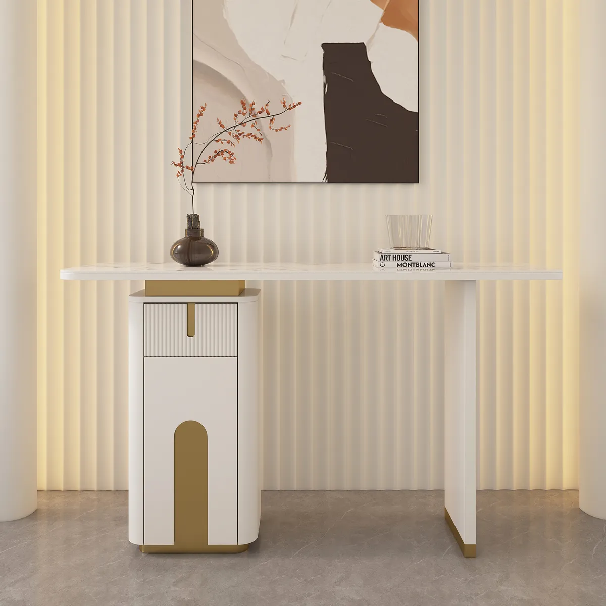 48" Modern Sintered Stone Console Table with Storage Entryway Table — image 4