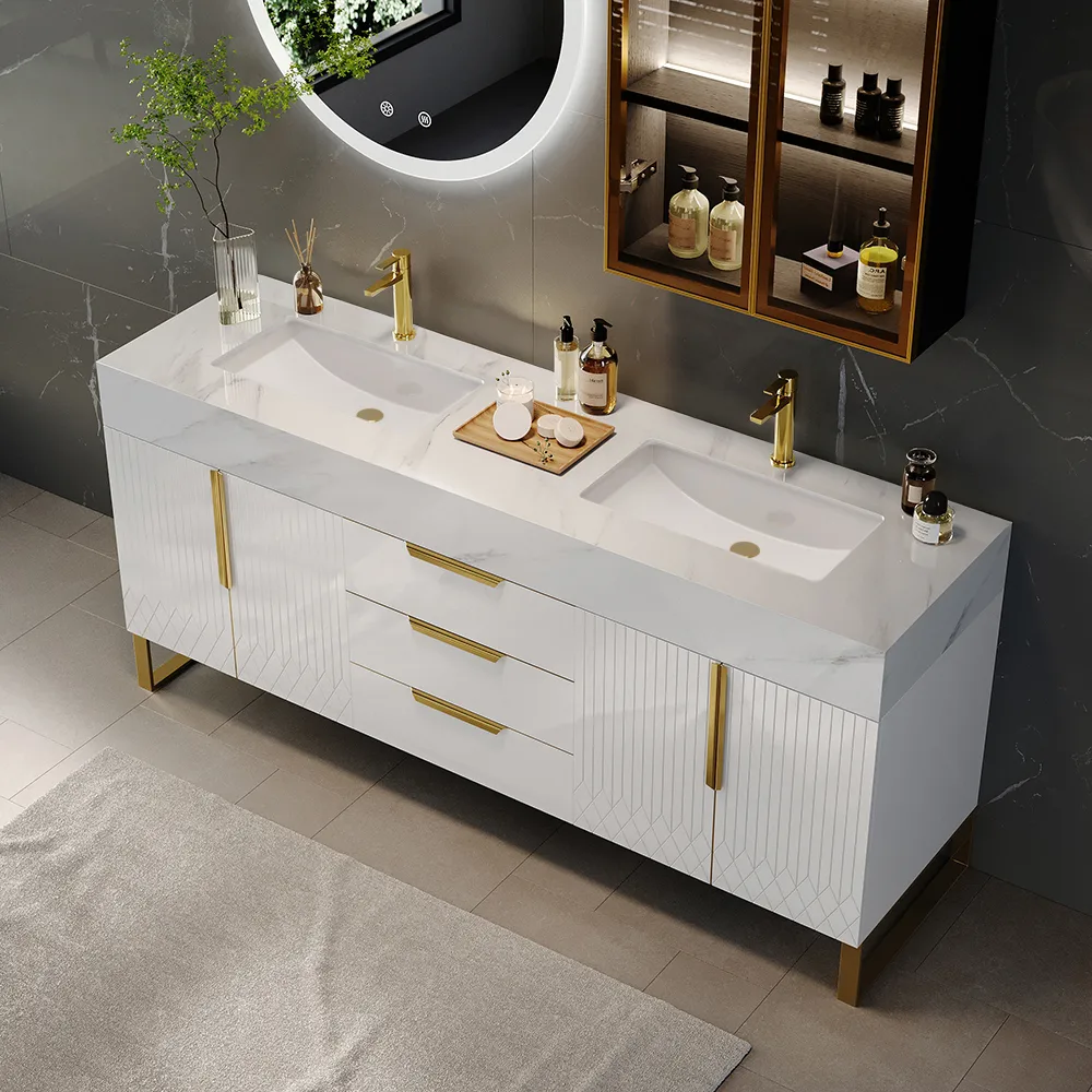 Aro Bathroom Vanity Set 47.2" Freestanding Bathroom Vanity Black with Double Sinks — image 29