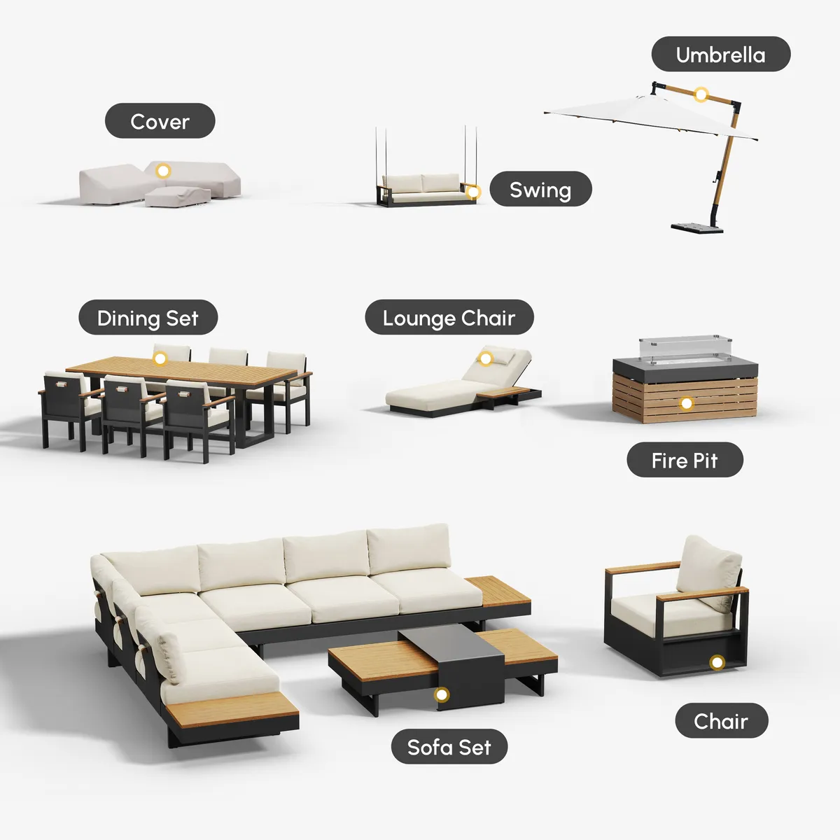 Tevara Outdoor Swing Sofa in Sand with Cushion & Black Cover — image 26