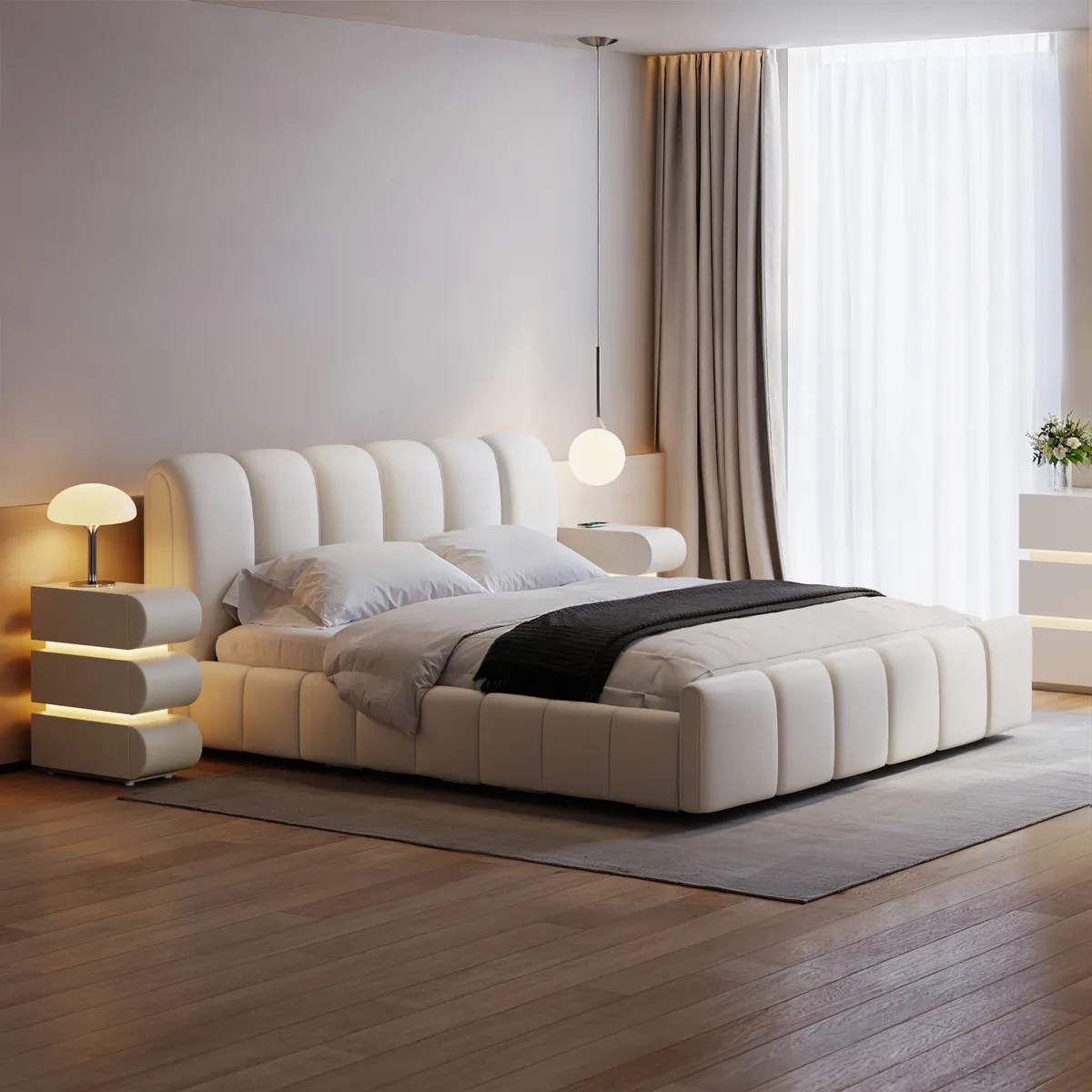 Humply Queen Faux Leather Storage Bed with Drawers — image 13
