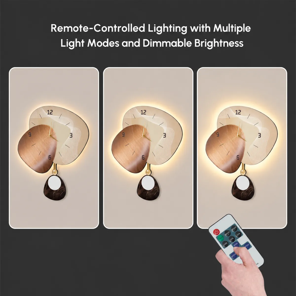 24" LED Wall Clock with 3-Color Dimming and Remote Control — image 24