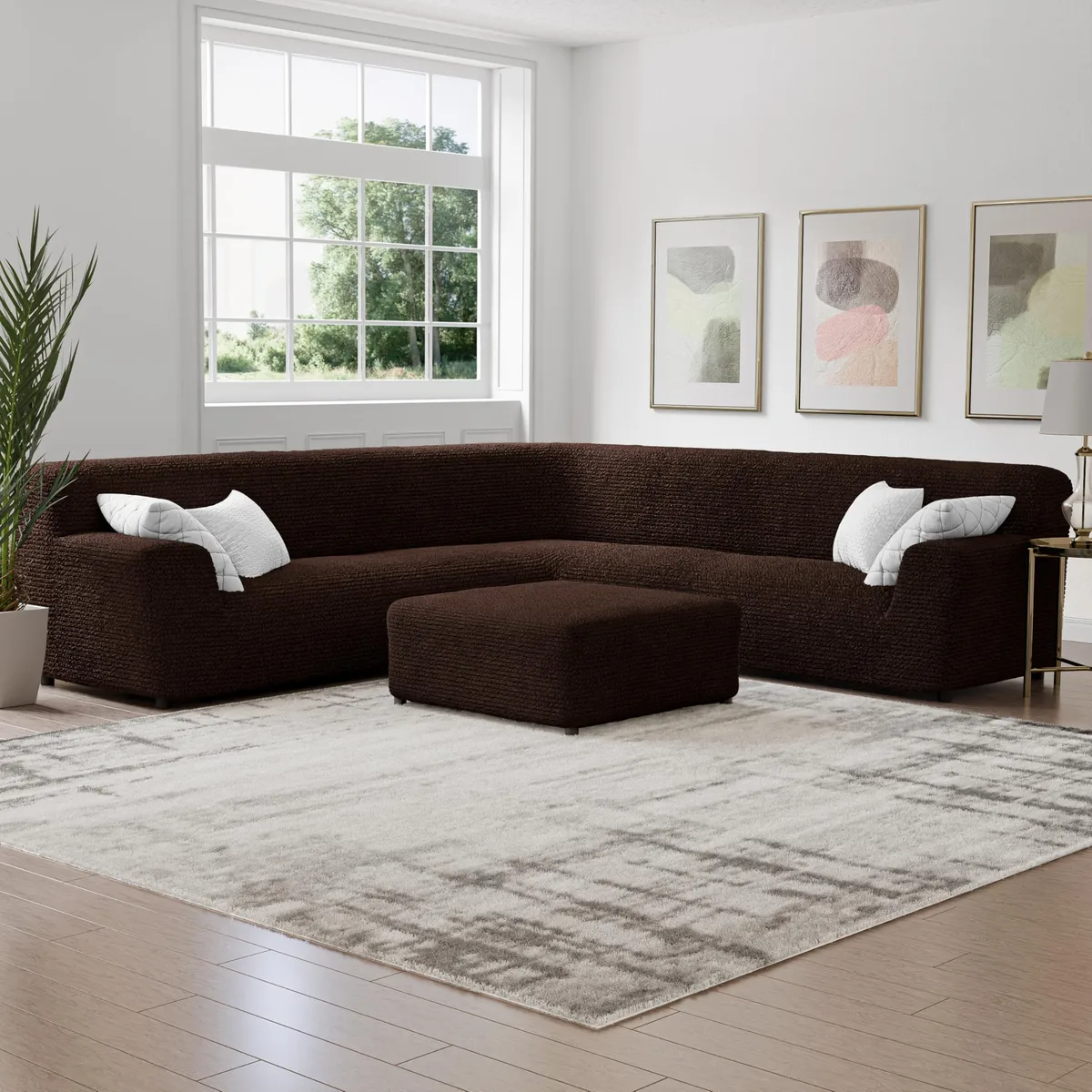 Oversized Corner Sectional Couch Cover - 1-Piece Furniture Protector - Form Fit, Machine Washable -MicrofibraCollection — image 10