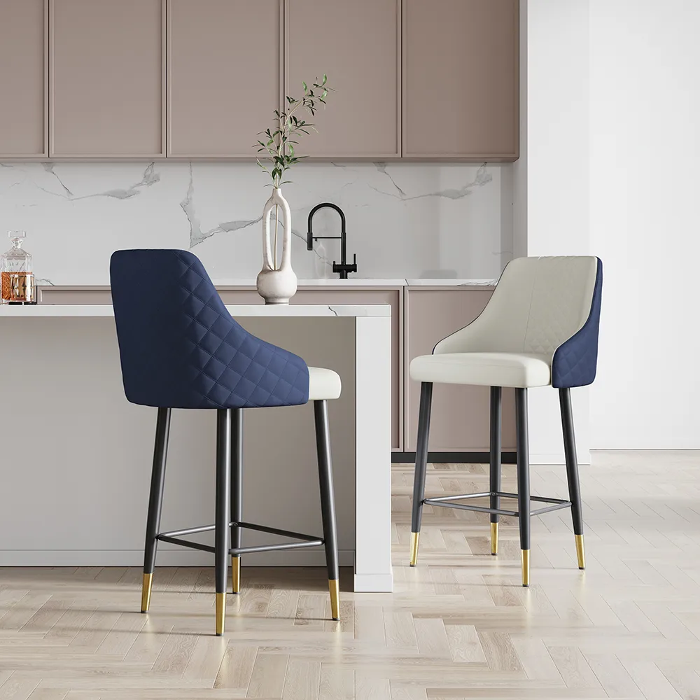 Diamic Black Faux Leather Counter Stool with Upholstered — image 3