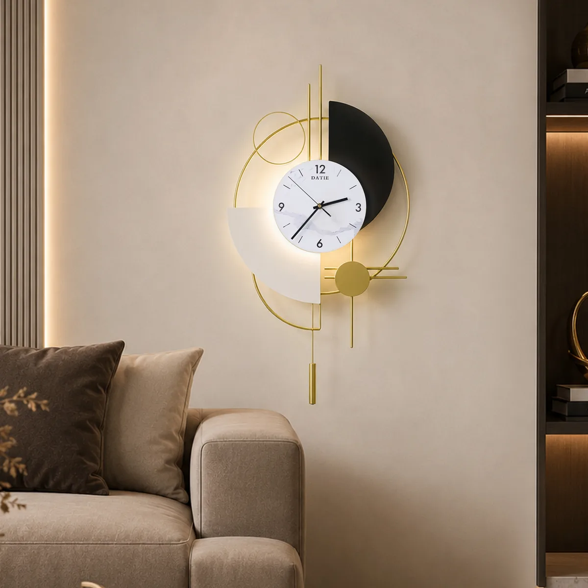 30" Modern Metal Wall Clock with Dimmable LED Light and Remote Control — image 4