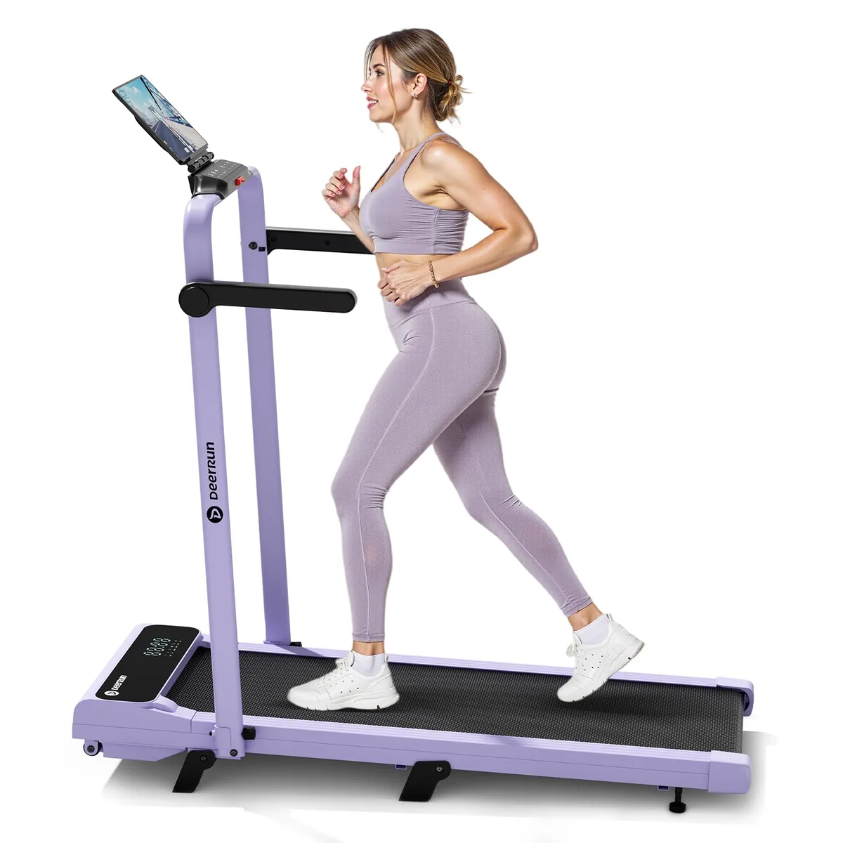 2026 New A6 Plus Handbar 5% Incline 2 in 1 Foldable Treadmill with Whole Screen Upgraded Chip & NFC Support | 300Lbs, 7.5Mph