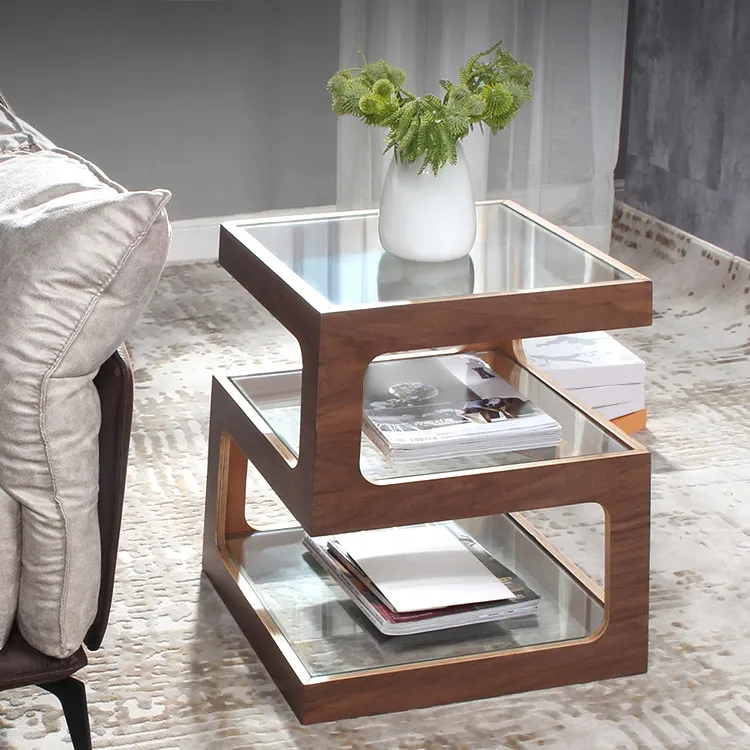 Modern Glass Side Table with 3 Tiers S-shaped End Table — image 4